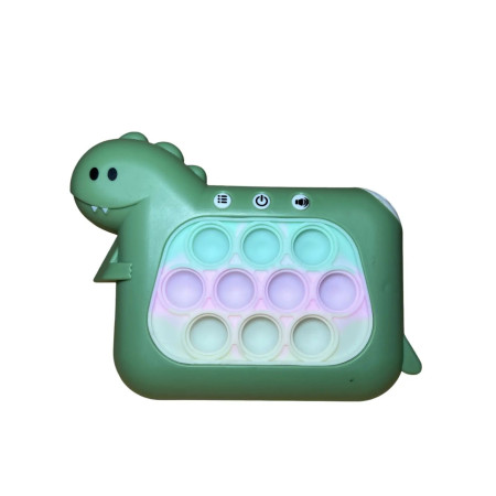 Jucarie Interactiva Pop It Whack A Mole, Cyrax, Tip Consola, Anti-Stres, 4 Moduri de Joc, din ABS si Silicon, +3 Ani, Model Dinozaur, Verde