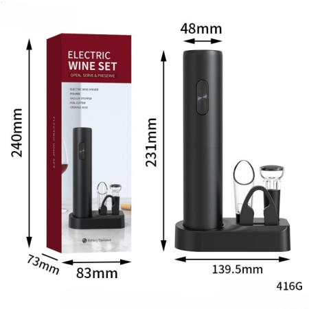Set Tirbuson Electric din 5 piese, Cyrax, Deschizator Electric, cu Baterii, Multifunctional, 23x14cm, Negru
