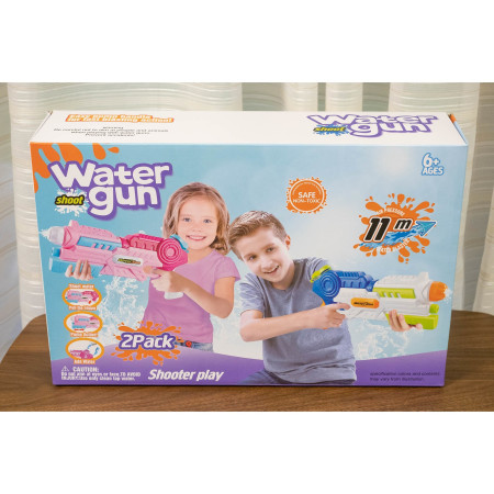 Set 2x Pistol cu Apa pentru Copii, Rezervor, Pentru Piscina/Plaja, Cyrax, 6ani+, Roz + Albastru, 1000 ML