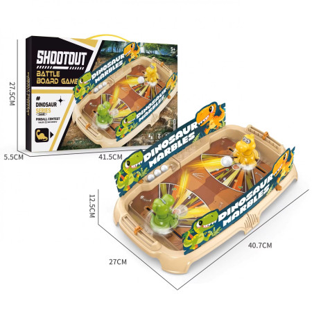 Joc de Masa Interactiv Dino Marbles pentru Copii, Cyrax, 4 Mingi, Tabela Scor, 40.7x27x14 cm, Maro