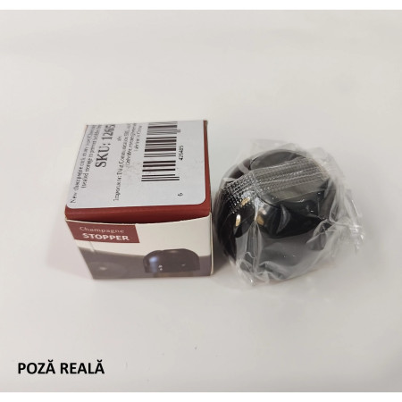 Capac de Etansare a Sticlei de Sampanie, Cyrax, Rotativ, On-Off, Silicon, Reutilizabil, Usor de Depozitat si Folosit, 3.9 x 3.9 x 3.3 cm, Negru