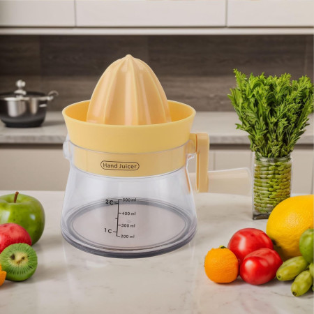 Storcator de Citrice Manual, Cyrax, Rezistente, Usor de Folosit si Depozitat, Durabil, Calitativ, 16.5x13cm, Transparent/ Galben