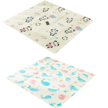 Covoras de Joaca pentru Copii Termic cu 2 Fete, Cyrax, Model Ursuleți si Delfini, cu Spuma, Impermeabil, Antiderapant, 200cm x 180cm x 1cm