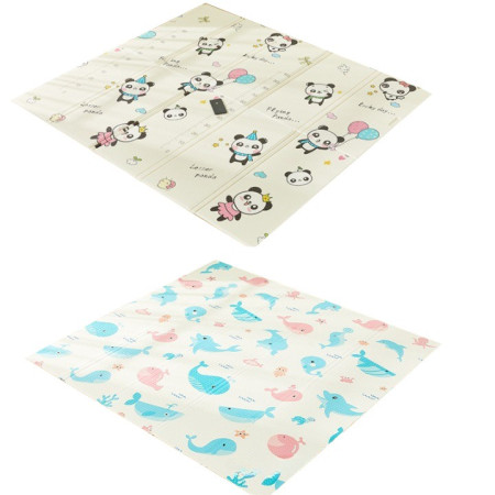 Covoras de Joaca pentru Copii Termic cu 2 Fete, Cyrax, Model Ursuleți si Delfini, cu Spuma, Impermeabil, Antiderapant, 200cm x 180cm x 1cm