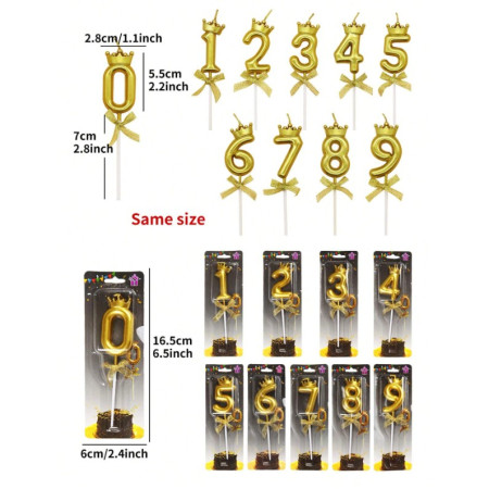 Lumanare pentru Tort Cifra 4, Model Coroana, Gold, Cyrax, Party