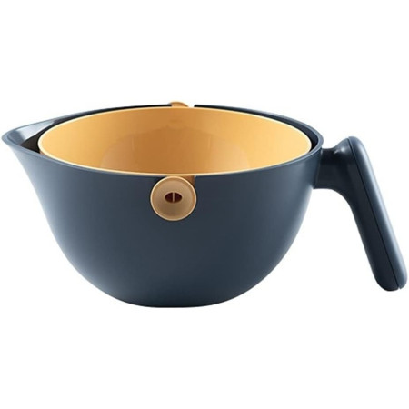 Bol cu Doua Straturi, Cyrax, pentru Fructe, Legume, cu Cos de Scurgere a Apei, 2L, din ABS+PP, 29.9 x 22.5 x 11.8 cm, Albastru-Portocaliu