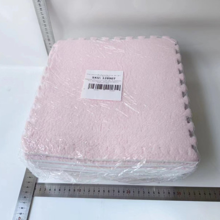 Set 10 Piese Covor tip Puzzle, Cyrax, Spuma EVA, Pufos, 30 x 30 x 1 cm, Roz Pudrat