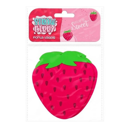 Suport pentru Pahar, Cyrax, Model Capsuna, din PVC, 10 x 12 cm, Rezistent la Caldura, Rosu