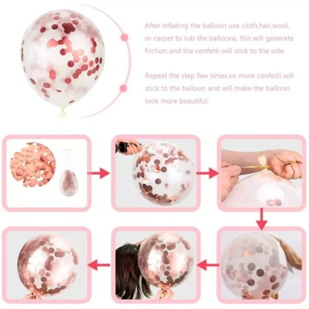 Set 15 baloane pentru petrecere, Cyrax, rose gold/ alb, 30 cm