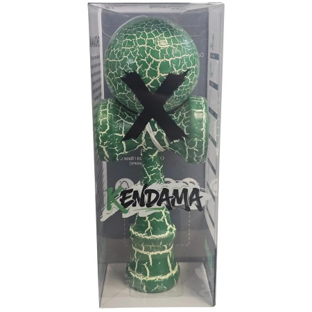 Kendama X Originala, Profesionala, Cyrax, Kendama Cracked, din Lemn, 18 cm, Verde Alb