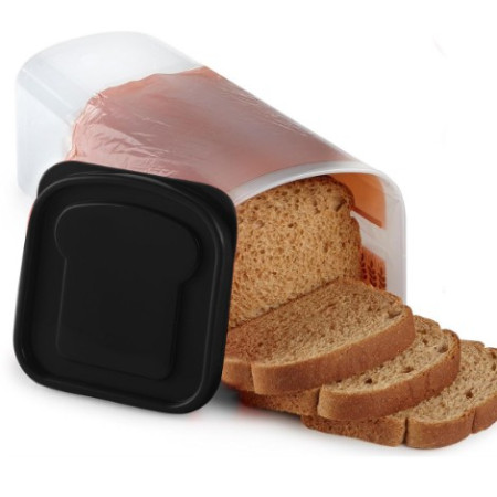 Cutie Depozitare Paine, Cyrax, din Plastic, 34 x 13 cm, Pastreaza Prospetimea, Capac Negru