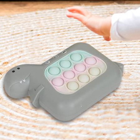 Jucarie Interactiva Pop It Whack A Mole, Cyrax, Tip Consola, Anti-Stres, 4 Moduri de Joc, din ABS si Silicon, +3 Ani, Model Dinozaur, Gri