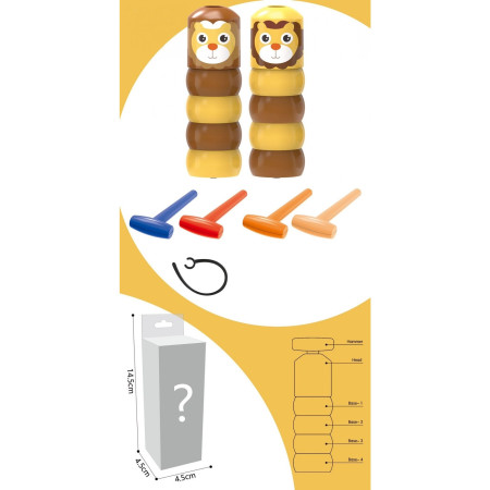 Jucarie Pentru Copii, Cyrax, Leu Indestructibil, 6 Piese Demontabile, +3 Ani, Maro/Galben