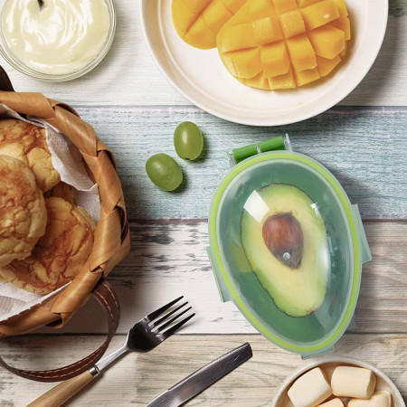 Recipient de Depozitare Avocado, Cyrax, Etans, pentru Frigider, din Plastic, Mentinere Proaspata, 15.3x11x8 cm, Verde