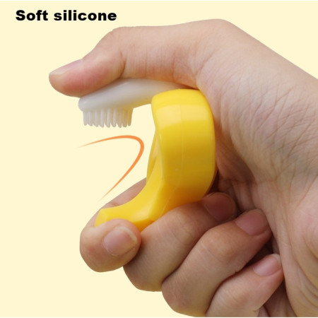 Jucarie dentitie bebelusi Cyrax, banana, cu manere de prindere, material silicon non-toxic, fara miros, 10.5x5.9 cm, galben