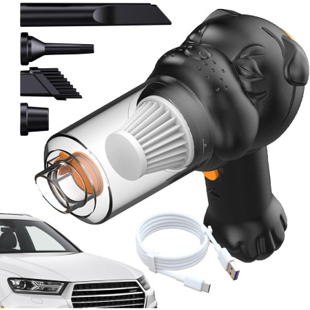 Aspirator Auto 4 in 1 Portabil fara Fir,  120W, Autonomie 1-3 h, 2 Viteze, Aspirare Umeda/Uscata, Functia de Sulfare/Umflare, Negru