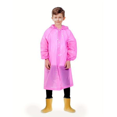 Pelerina de Ploaie,  pentru Copii 100-145 cm, din EVA, Impermeabila, Inchidere cu Capse, Roz