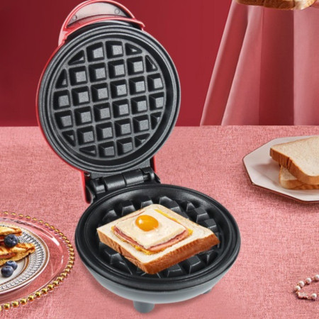 Mini Aparat de Vafe, Cyrax, Multifunctional, Pentru Casa si Calatorii, Compact, Usor de Transportat si Depozitat, 18x14.5x9.3 cm, Rosu