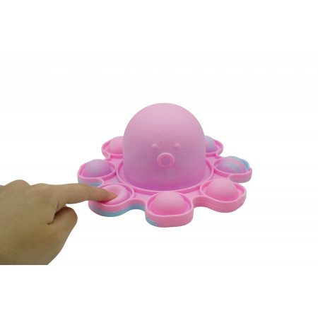 Jucarie Antistres, Cyrax, Tip Pop It, Caracatita Reversibila, din Silicon, 20 x 10 cm, Multicolor/Lila