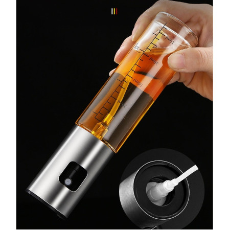 Pulverizator Ulei, Otet, Cyrax, din Sticla, 100 ml, Reincarcabil, 18.3 x 4.3 cm, Masura 90 ml, Capac Lucios, Auriu