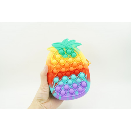 Jucarie antistres din silicon, Cyrax, Pop It Now and Flip It, Geanta mica, Ananas, Multicolor, Model 1