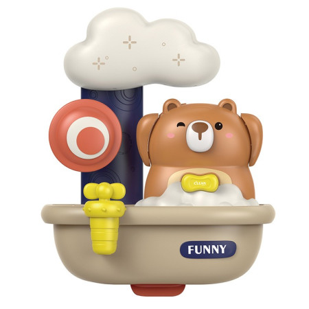 Jucarie de baie Cyrax, Ursulet in cada cu spuma, 29 cm, Jucarie interactiva, Multicolor