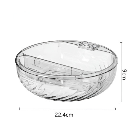 Bol cu Doua Straturi, Cyrax, pentru Fructe, Legume, Snacks, cu Strat de Scurgere a Apei, Suport pentru Telefonul Mobil, 22.4x9 cm, Transparent