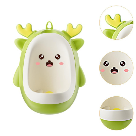 Pisoar pentru Baieti, Cyrax, 0-8 Ani, in Forma de Cerb, Perie Inclusa, Montare pe Perete, Carlig Autoadeziv Inclus, 29.8 x 23.8 cm, Verde