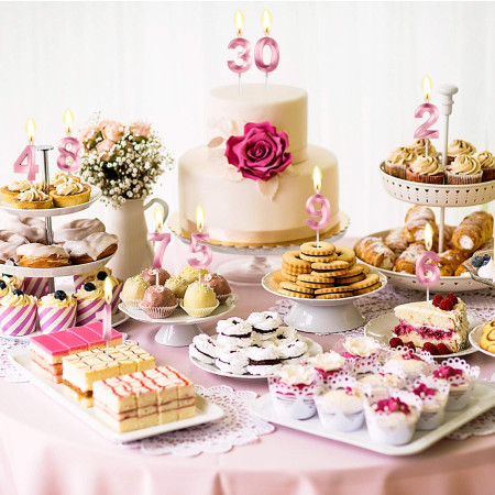 Lumanare Cifra 9, Cyrax, Model Diamond, 5 x 3.4 cm, Roz