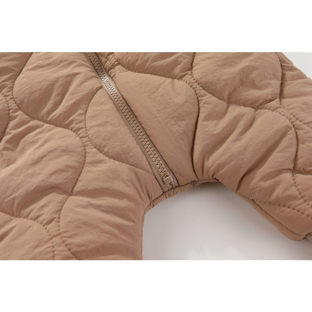 Combinezon de Iarna, Cyrax, pentru Bebelusi, din Bumbac, cu Urechi, Mansete Elastice, Unisex, 66 cm, Maro