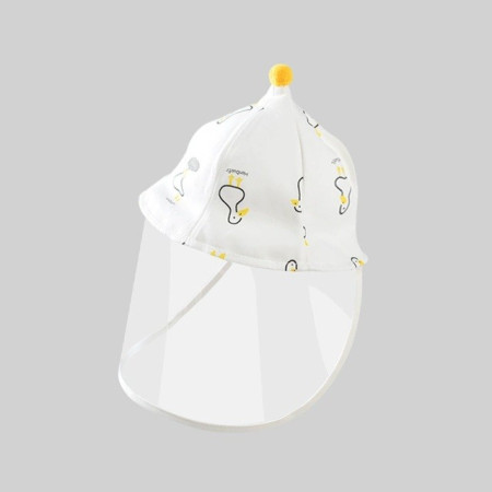 Palarie de Protectie pentru Bebelusi, Cyrax, Model Ratuste, Pescareasca, de Primavara si Toamna, cu Masca si Fermoar, 45 cm, pentru 3-6 Luni, Alb