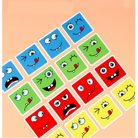 Jucarie Pentru Copii Montessori Cyrax, Cub din Lemn, Asamblare Fete, 64 de Carti Distractive, pentru Baieti si Fete, Varsta +3 ani, Educativ, Ambalaj din plastic, 12 x 12 x 3 cm, multicolor