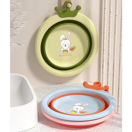 Cada Pliabila pentru Baie pentru Copii, Cyrax, Cadita pentru Bebelusi, Model Rotund cu Iepuras, Verde, 30x31x3.5 cm, 3.3 L