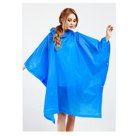 Pelerina de Ploaie,  pentru Adulti, EVA, Tip Poncho, Impermeabila, Rezistenta la Vant, Capse Laterale, 160 g, Albastru