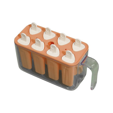 Forme de inghetata, Cyrax, 8 Forme din Silicon, Forma pentru Inghetata din si Sucuri Ghetate, 13 x 10 x 6.5 cm, Portocaliu