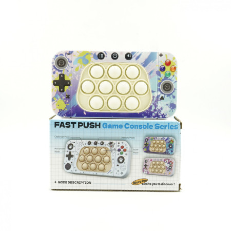 Jucarie interactiva tip consola pentru copii Cyrax, speed push whack-a-mole, joc de viteza pop it, material ABS/silicon, cu nivele, sunete si lumini, 15.5 x 7.6 x 5.3 cm, model culori, multicolor