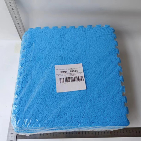 Set 10 Piese Covor tip Puzzle, Cyrax, Spuma EVA, Pufos, 30 x 30 x 1 cm, Albastru