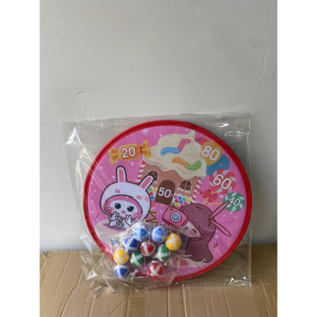 Joc Darts Cyrax pentru Copii, Placa Pliabila 36.5 cm, 8 Mingii Velcro/Scai Simple, 2 Mingii Luminoase, Model Acadele, Roz