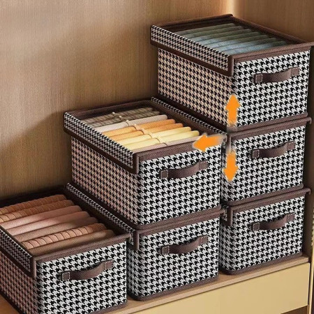 Cutie Depozitare,  Capac Transparent, Model In Carouri, Model Mare, Maro