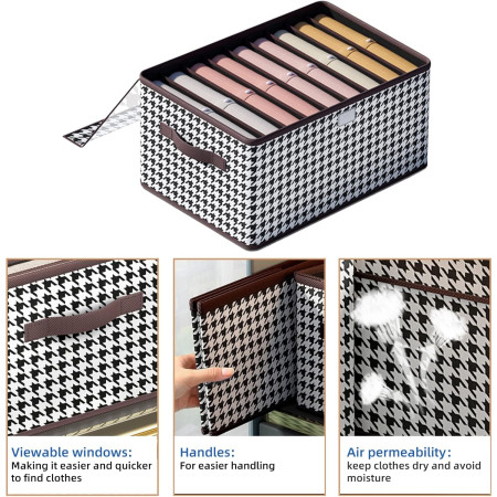 Cutie De Depozitare,  Pentru Haine, Lenjerie, Sosete Si Sutiene, Material Textil, 9 Compartimente, 44x30x20 cm, Culoare Alb-Negru