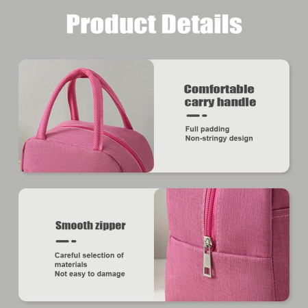 Geanta Termica pentru Pranz, Cyrax, Multifunctionala, Compartimentata, Impermeabila, cu Manere, Buzunar Exterior, 22x14x19 cm, Roz