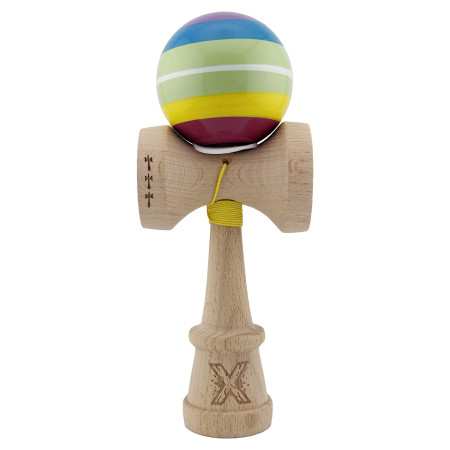 Kendama X Originala, Profesionala, Cyrax, Legendary Spectrum, Cupe Mari KING SIZE V3, Super Sticky, Gaura in Baza, Rulment Metalic, din lemn 18 cm, Ata 55 cm, Multicolor