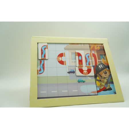 Cyrax Joc educativ magnetic de interconectare, micul pompier, 15 nivele, 9 carti, pentru copii, +3 ani, multicolor