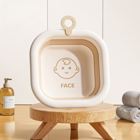 Cada Pliabila pentru Baie pentru Copii, Cyrax, Cadita pentru Bebelusi, Model Patrat pentru Fata, Maro, 30x30x3.5 cm, 3.5 L