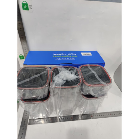 Cutii de Depozitare Alimente, Cyrax, Set din 5 Cuti de tip Container, Recipiente pentru Cereale in Bucatarie,  Transparente cu Capac Negru