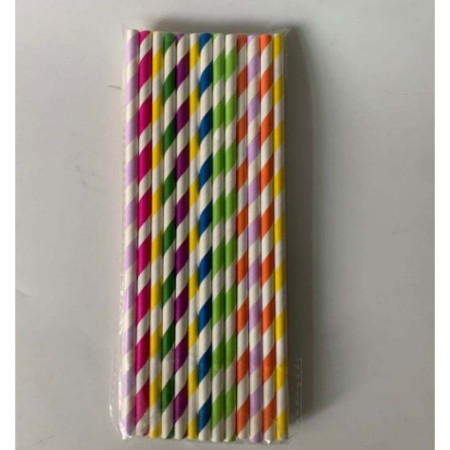 Set 25 Paie, Cyrax, din Hartie, 20 cm, Model cu Dungi, Multicolor
