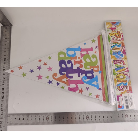 Set 10 Stegulete Tip Banner, Cyrax, Colectia Happy Birthday, 270 cm Lungime, din Hartie Cretata, Multicolor