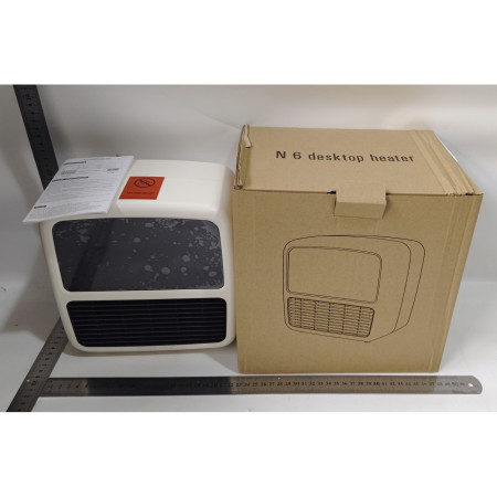 Mini Aeroterma Portabila,  Display LCD, Flacara Tip Semineu, 1500W, 2 Trepte, Oprire Automata, 22 x 22 x 15 cm, Alb