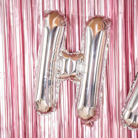 Balon Folie Metalizata Litera H, Cyrax, 80 cm, Umflati cu Heliu sau Aer, Ambalaj Individual, Pai inclus, Argintiu