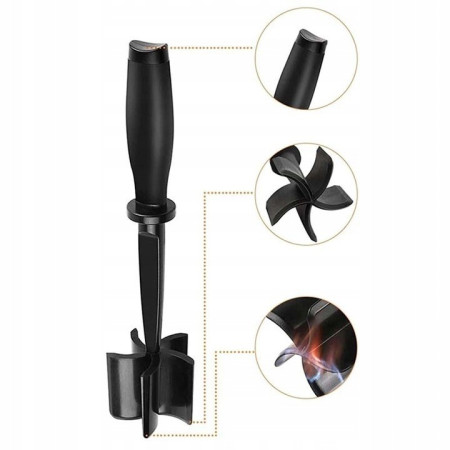 Tocator de Carne Manual, Cyrax, cu Lama pentru Tocarea si Amestecarea Carnii, 28x6cm, cu 5 Lame Curbate, Rezistent la Caldura, Multifunctional, Plastic Rezistent, Negru